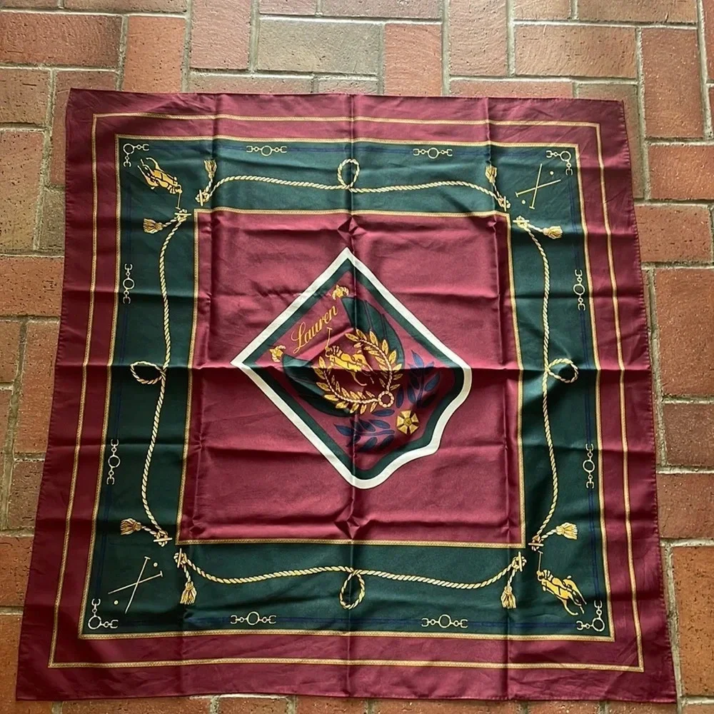 RARE VTG Polo Ralph Lauren Uni Crest‎ Big Pony Spellout Scarf